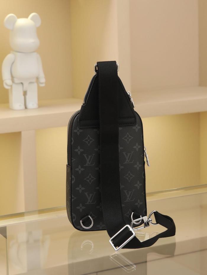 LOUIS VUITTON Men Avenue Shoulder Bag PM Black Pink M47137 size 16*5.7*33 cm