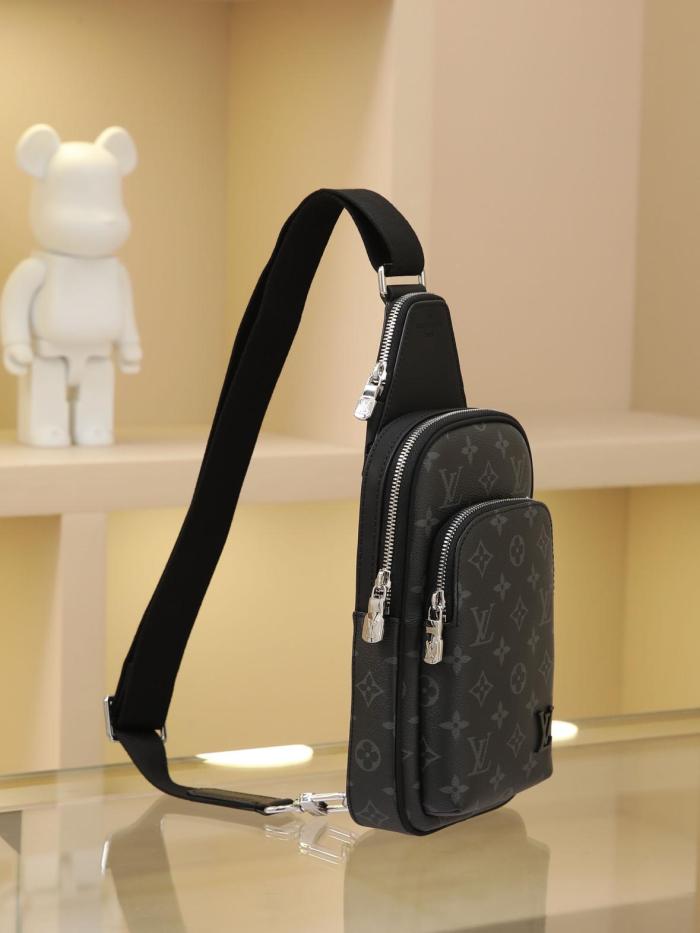 LOUIS VUITTON Men Avenue Shoulder Bag PM Black Pink M47137 size 16*5.7*33 cm