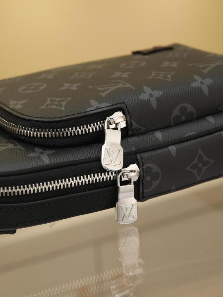 LOUIS VUITTON Men Avenue Shoulder Bag PM Black Pink M47137 size 16*5.7*33 cm