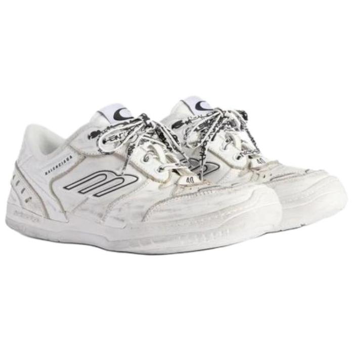 Balenciaga Hamptons Worn Out Low Top Casual Shoes White