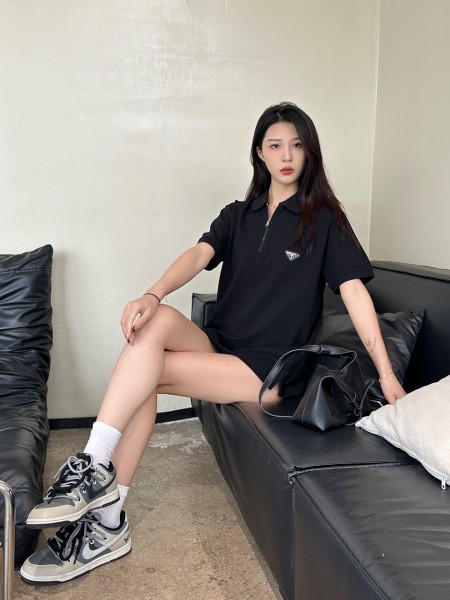 PRADA Re Nylon FW24 Polo Shirt Men's Black