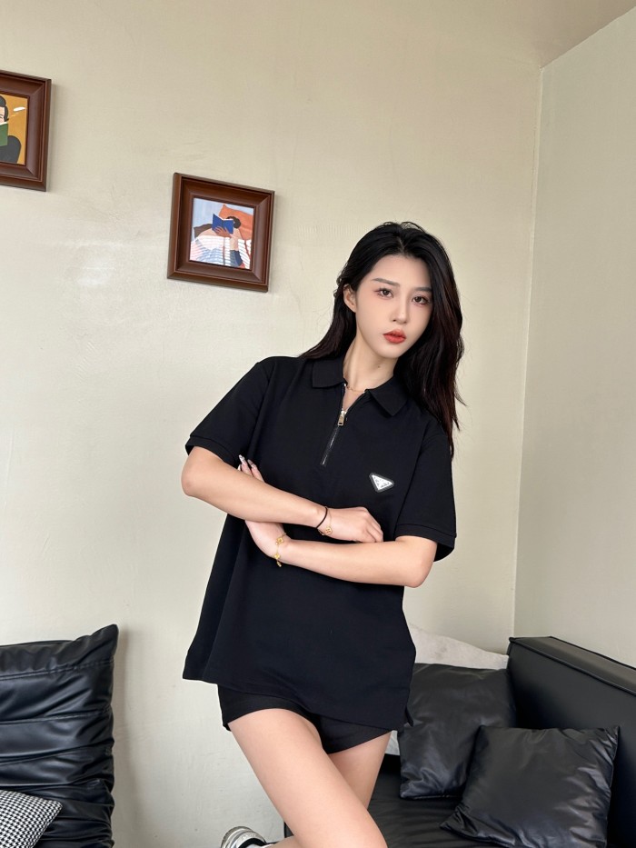 PRADA Re Nylon FW24 Polo Shirt Men's Black