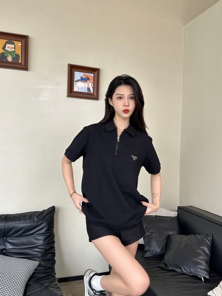 PRADA Re Nylon FW24 Polo Shirt Men's Black