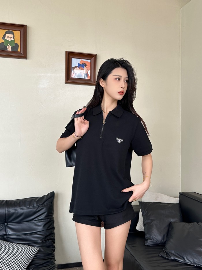 PRADA Re Nylon FW24 Polo Shirt Men's Black