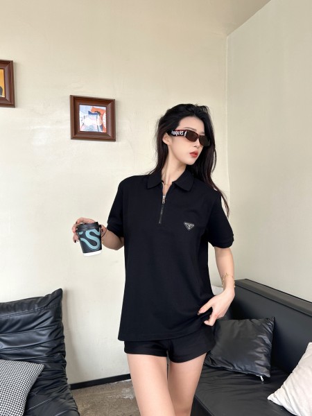 PRADA Re Nylon FW24 Polo Shirt Men's Black