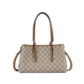 GUCCI Emblem Coated Canvas Small Tote Bag Shopping Bag Crossbody Handbag Women's Brown 815214-FAD6L-9758 size 30*11*18 cm