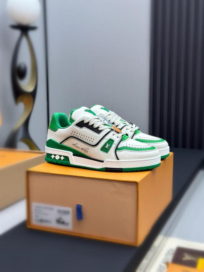 Louis Vuitton LV Trainer White Green