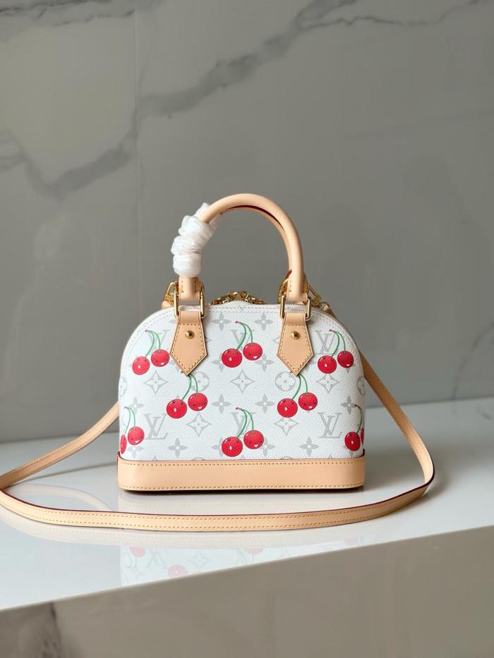 Louis Vuitton x Takashi Murakami Cherry Alma BB White Monogram M14234 size 23.5*17.5*11.5 cm