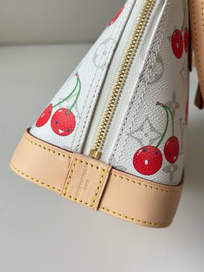 Louis Vuitton x Takashi Murakami Cherry Alma BB White Monogram M14234 size 23.5*17.5*11.5 cm