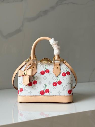 Louis Vuitton x Takashi Murakami Cherry Alma BB White Monogram M14234 size 23.5*17.5*11.5 cm