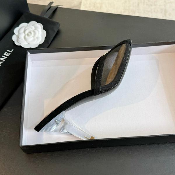 CHANEL Women's Fish Mouth Stiletto Slippers Black