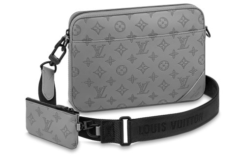 LOUIS VUITTON Duo Messenger Cow Leather Messenger Bag, Shoulder Bag, Crossbody Bag Men's Gray M46104 size 26*5*18.5 cm