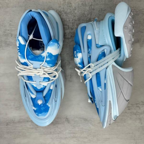 Ant Kai x Balmain Unicorn Pointed Toe Lace-Up Low-Top Men's Casual Shoes Blue