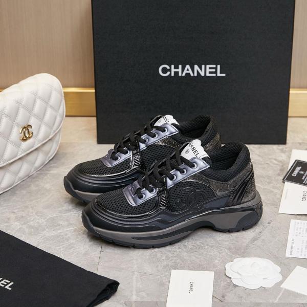 CHANEL Black Horn King Low Top Casual Shoes Black