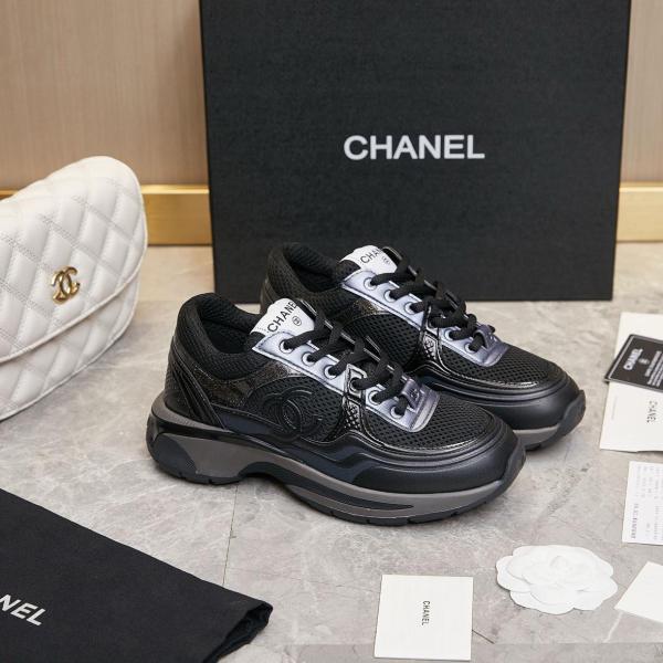 CHANEL Black Horn King Low Top Casual Shoes Black