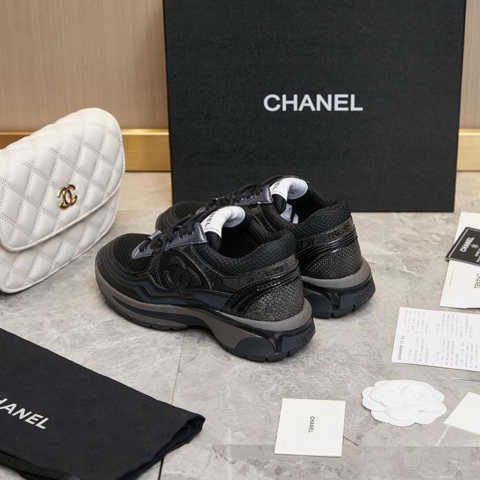 CHANEL Black Horn King Low Top Casual Shoes Black