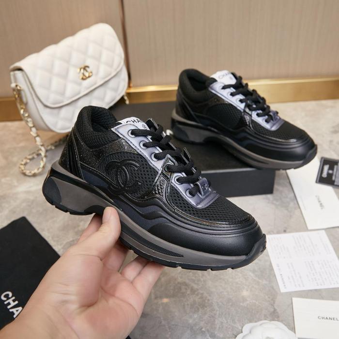 CHANEL Black Horn King Low Top Casual Shoes Black