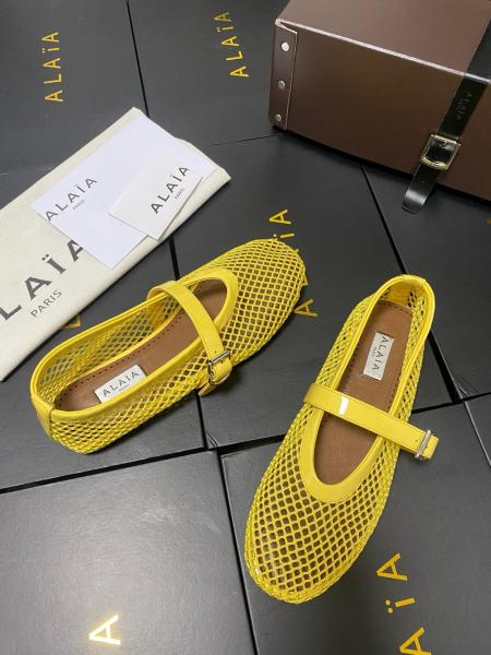 Alaia Flat Mary Jane Shoes Women's Yellow