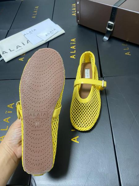 Alaia Flat Mary Jane Shoes Women's Yellow