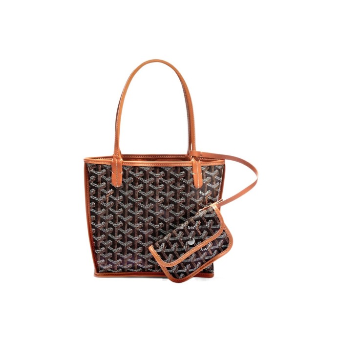 GOYARD Anjou double-sided two-color Y-shaped monogram full-print canvas and cowhide mother-of-pearl tote bag shopping bag shoulder bag handbag mini women's ANJOUSMINCG size 20*10*20cm  