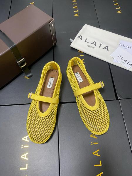 Alaia Flat Mary Jane Shoes Women's Yellow