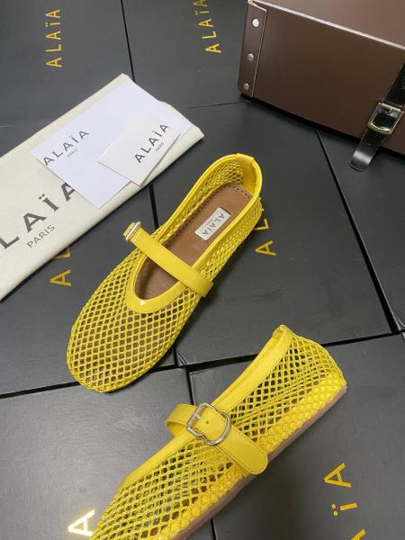 Alaia Flat Mary Jane Shoes Women's Yellow