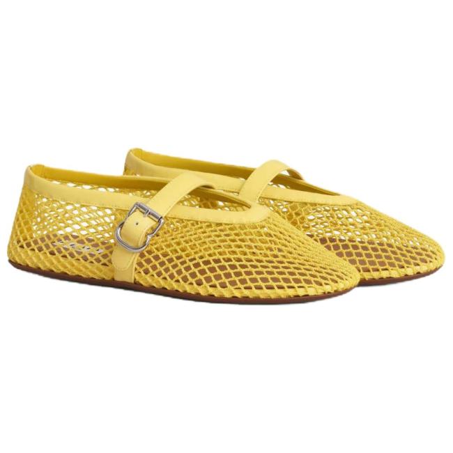 Alaia Flat Mary Jane Shoes Women's Yellow