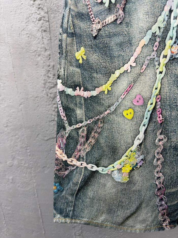 Acne Studios Kawaii Keychains Denim Shorts