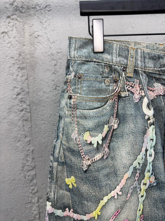 Acne Studios Kawaii Keychains Denim Shorts