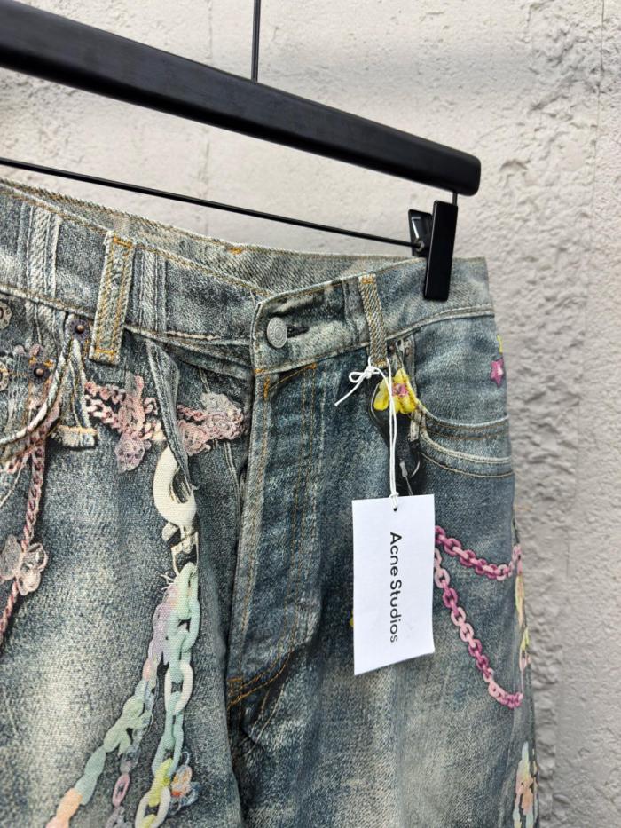 Acne Studios Kawaii Keychains Denim Shorts
