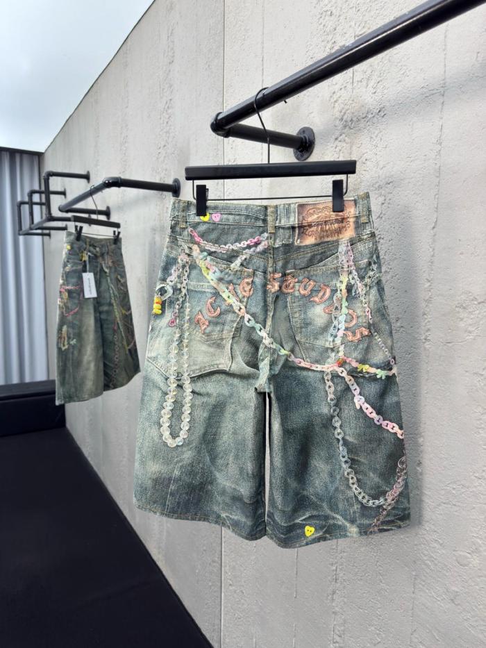 Acne Studios Kawaii Keychains Denim Shorts