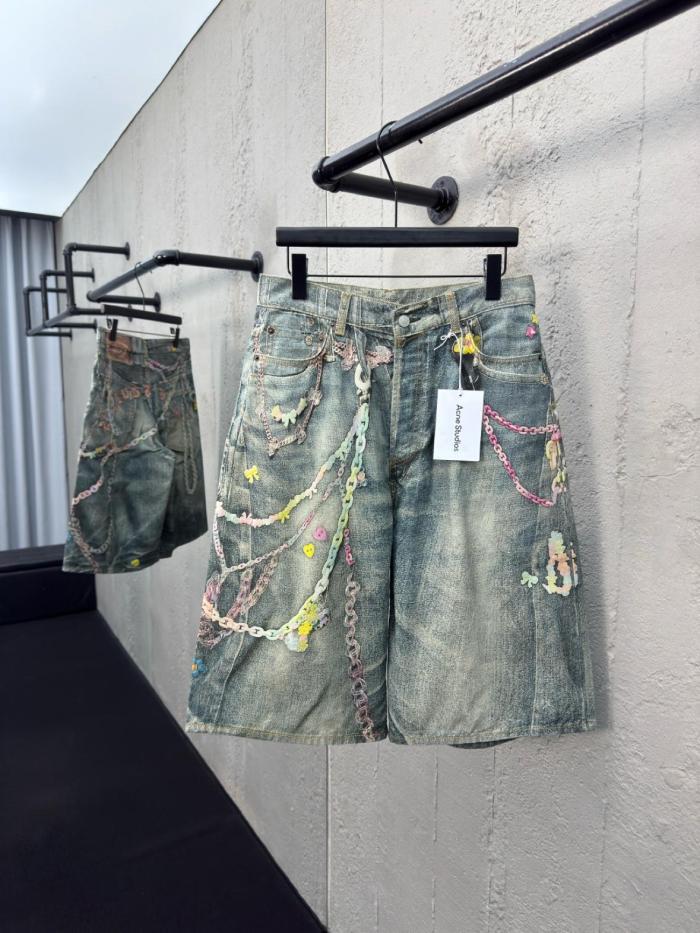 Acne Studios Kawaii Keychains Denim Shorts