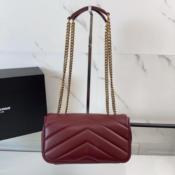 SAINT LAURENT LOULOU Sheepskin Shoulder Bag Trumpets Women's Burgundy 801437-AAEAX-6197 size 24*6*14 cm