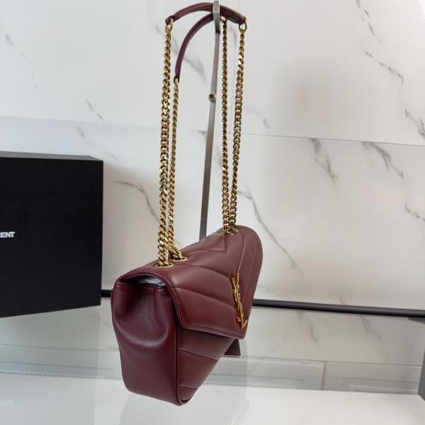 SAINT LAURENT LOULOU Sheepskin Shoulder Bag Trumpets Women's Burgundy 801437-AAEAX-6197 size 24*6*14 cm