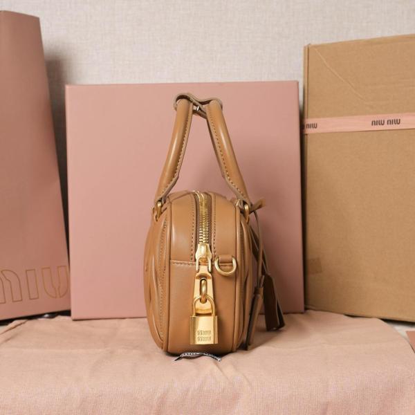 MIU MIU Arcadie Series Leather One Shoulder Handbags Women's Caramel 5BB123_N88_F098L_V_YOO size 19*6*13 cm