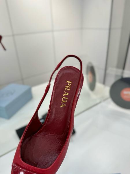 PRADA Triangle-logo Leather Slingback Pumps