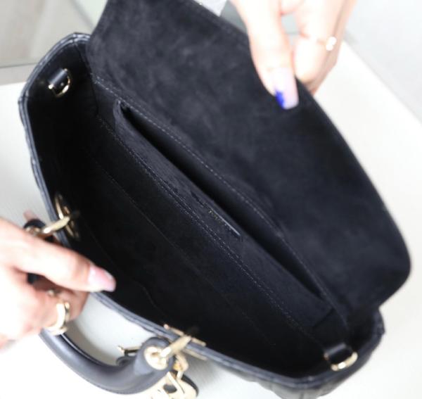 DIOR Lady D JOY Sheepskin Lady Dior Bag Shoulder Bag, Crossbody Bag, Handbag Regular Women's Black M0540ONGE-M900 size 26*5*13.5 cm