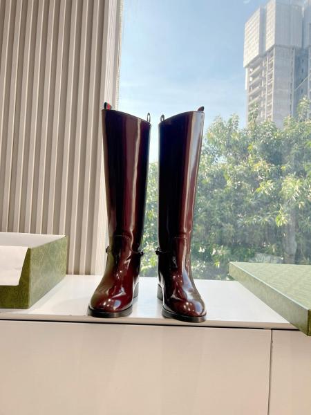 GUCCI Horsebit Knee high Boots Women's Red