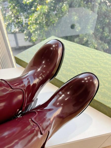 GUCCI Horsebit Knee high Boots Women's Red