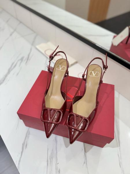 Valentino VLogo Signature Slim Heel High Heels 8cm Women's Burgundy Red