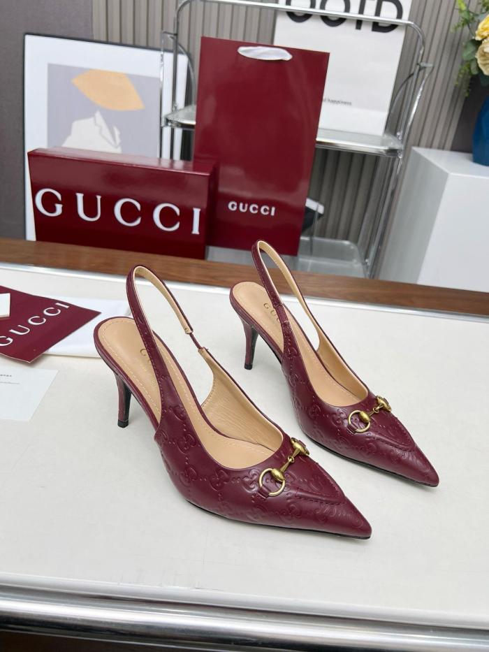 GUCCI Slim Heel High Heels 8.5cm Women's Red