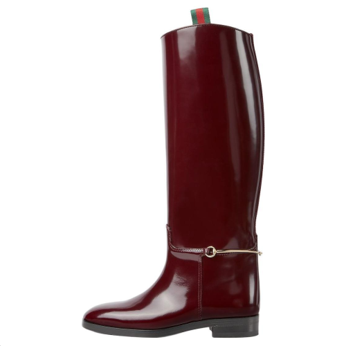 GUCCI Horsebit Knee high Boots Women's Red