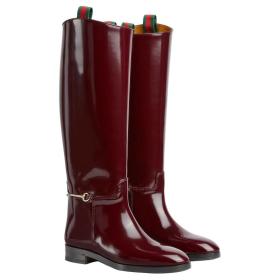 GUCCI Horsebit Knee high Boots Women's Red