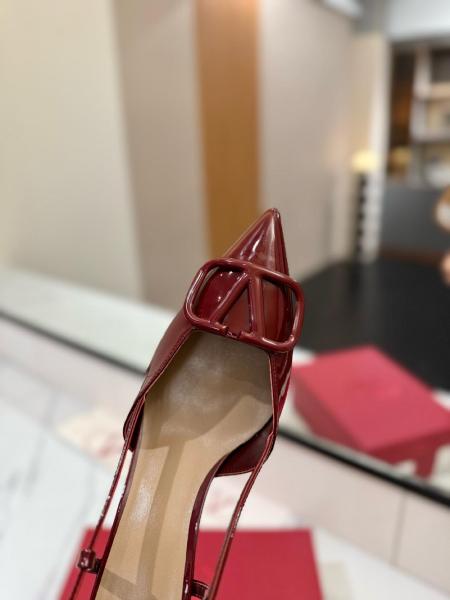Valentino VLogo Signature Slim Heel High Heels 8cm Women's Burgundy Red