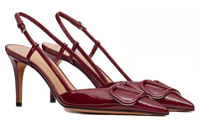 Valentino VLogo Signature Slim Heel High Heels 8cm Women's Burgundy Red