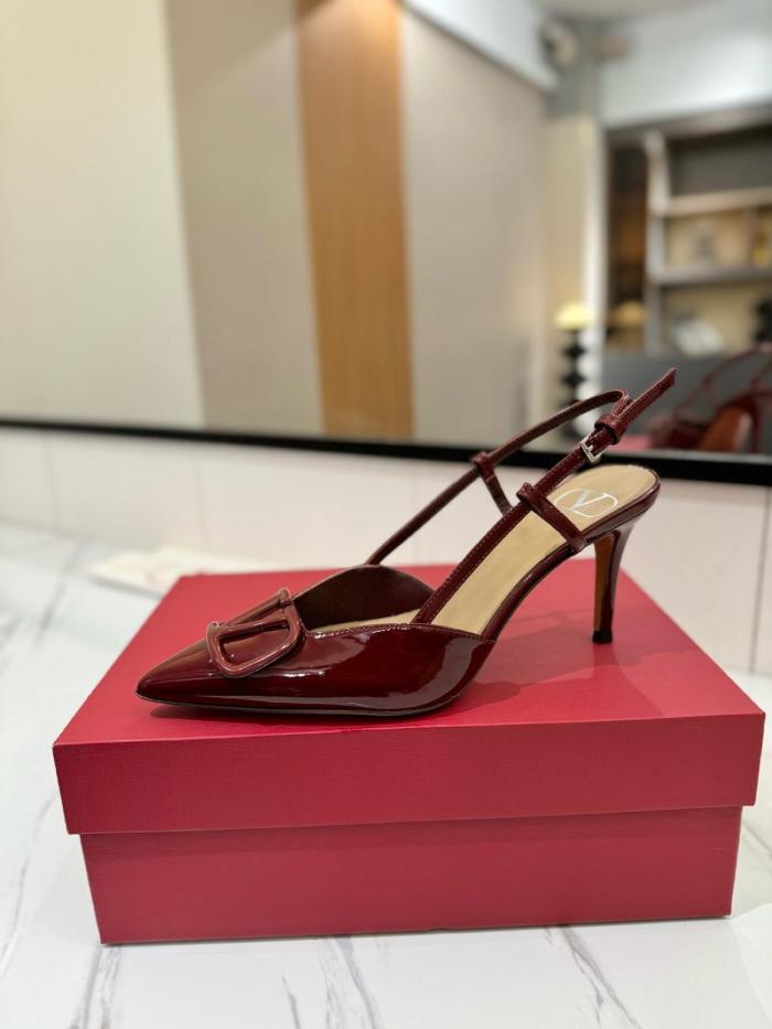Valentino VLogo Signature Slim Heel High Heels 8cm Women's Burgundy Red