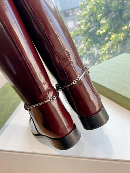 GUCCI Horsebit Knee high Boots Women's Red