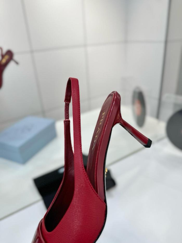 PRADA Triangle-logo Leather Slingback Pumps