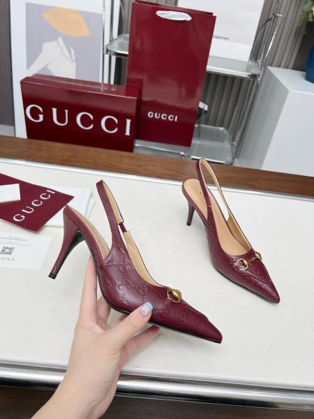 GUCCI Slim Heel High Heels 8.5cm Women's Red