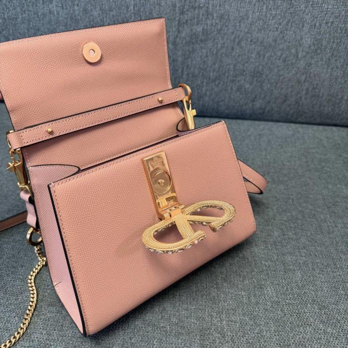 Valentino Cow Leather Handbag Small Women's Cinnamon Pink 7W2B0F53XPWDYF size 22*9*17 cm 